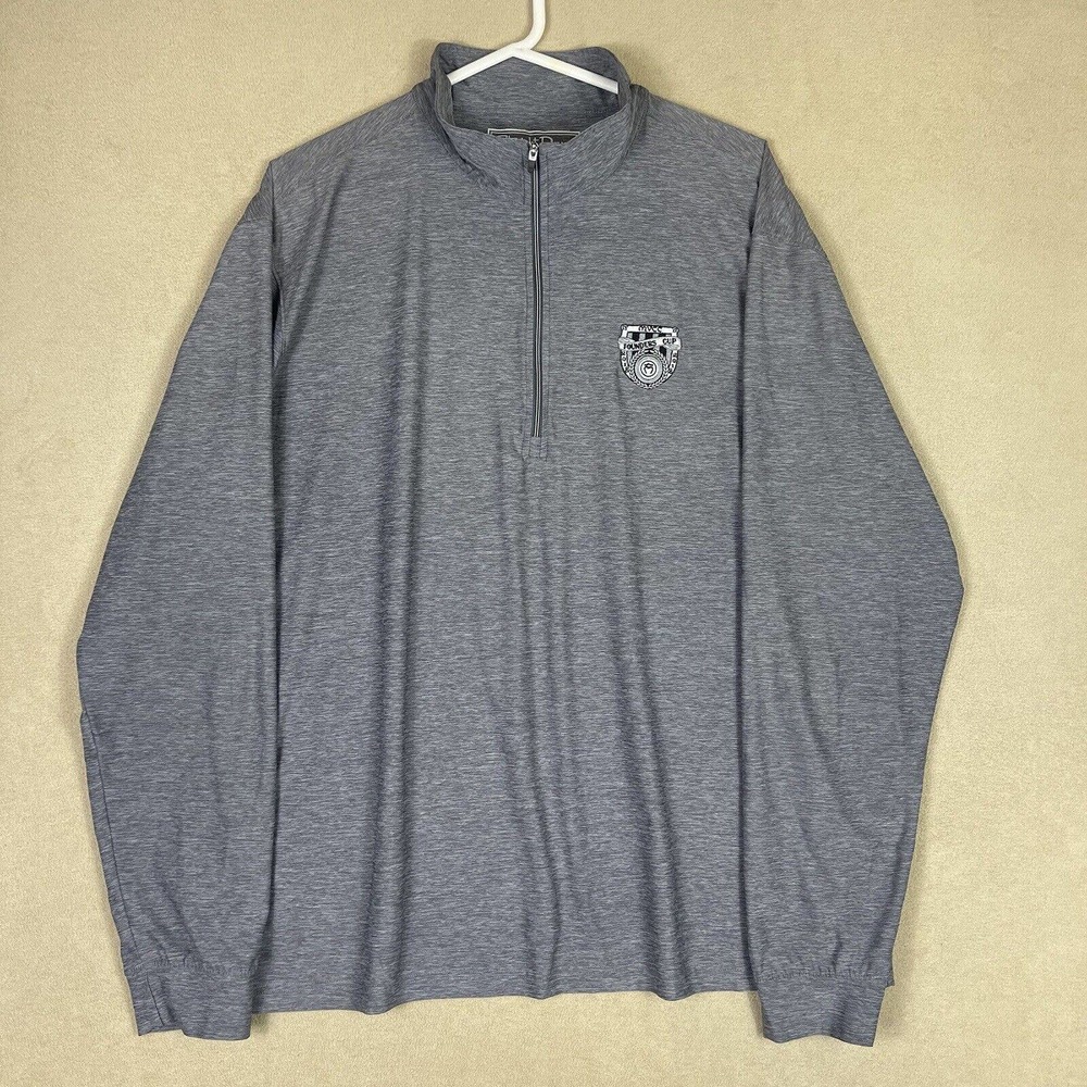 Straight Down Mens XXL Performance Athletic Long Sleeve Shirt Gray Mock Neck Zip